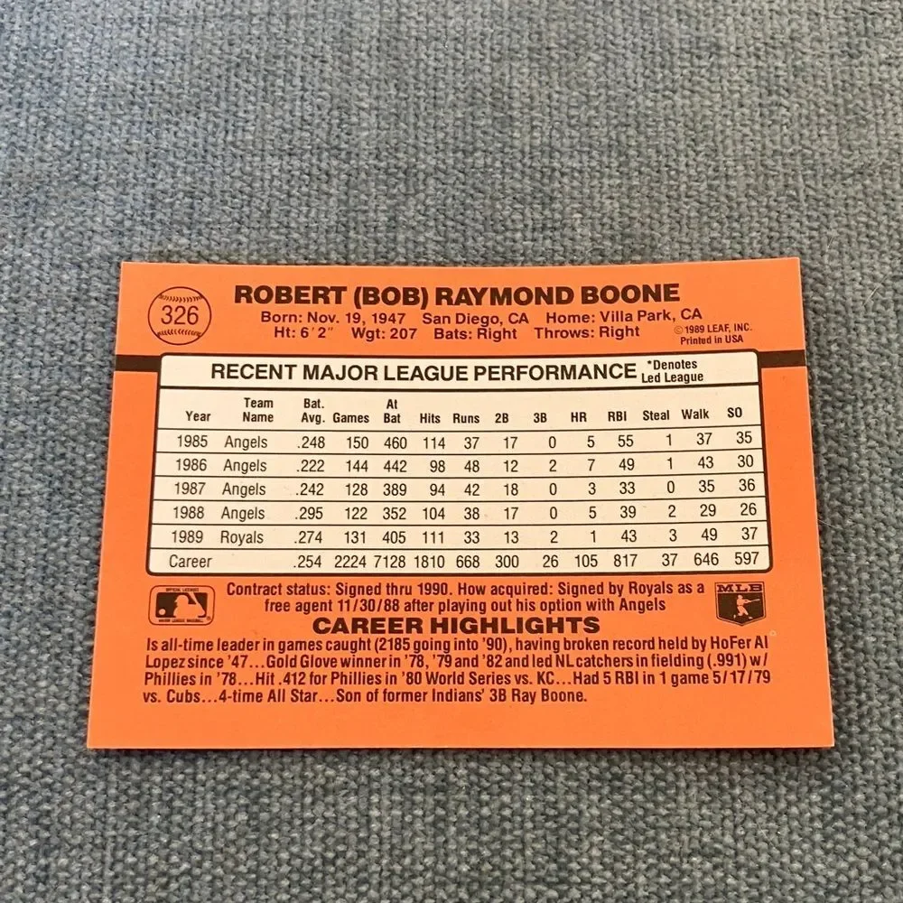 1990 Donruss Kansas City Royals Baseball Card Trading Card